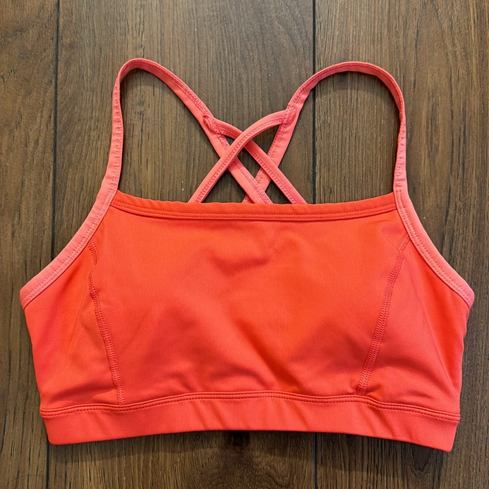 Athletic Works Strappy Back Active Sports Bra Begonia Pink Coral Silk - Picture 3 of 6